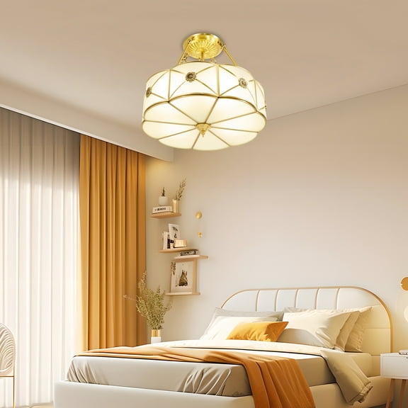 Modern Vintage Ceiling Light Chandelier Stained Glass Lamp Flush Mount Fixture Tiffany for Homes, Cafes