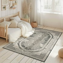 Modern Vintage Look Boho 5x7 Area Rug Transitional Carpet Shiny Vibrant High Low Pile Rug For Living Room