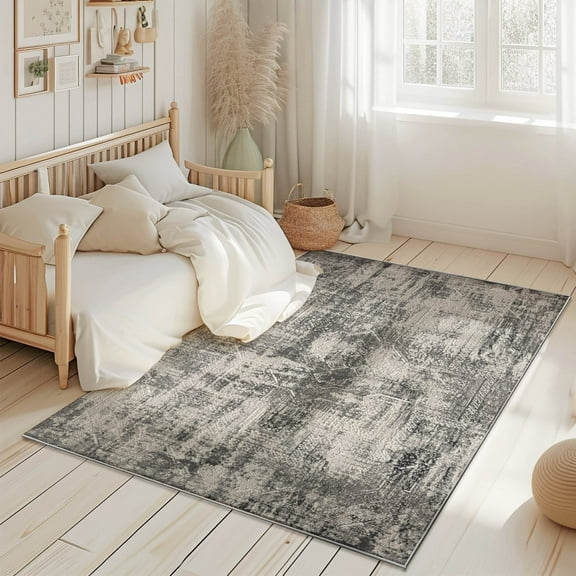 Modern Vintage Look Boho 6x9 Area Rug Transitional Carpet Shiny Vibrant High Low Pile Rug For Living Room