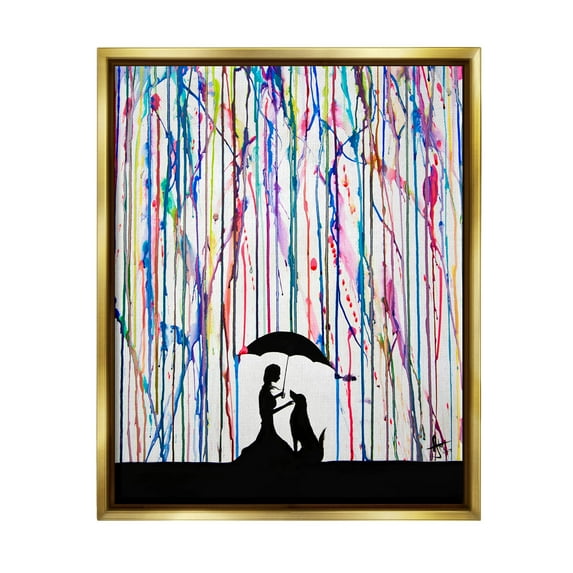 Modern Vivid Drip Silhouette Couple Abstract Graphic Art Metallic Gold Framed Art Print Wall Art