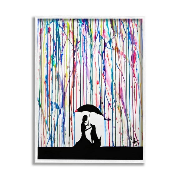 Modern Vivid Drip Silhouette Couple Abstract Graphic Art White Framed Art Print Wall Art