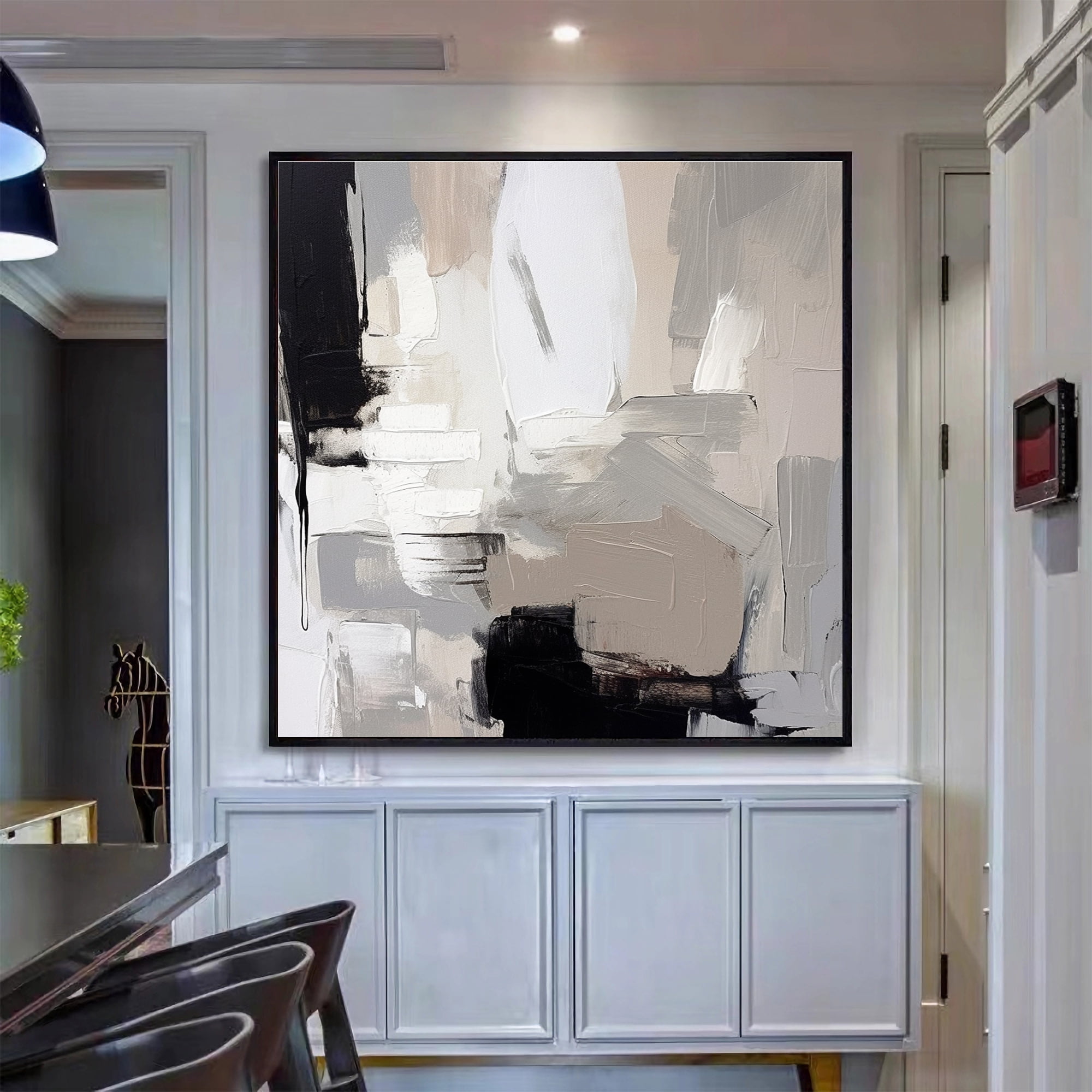 Modern Wabi Sabi Wall Art Beige and Black Minimalist Wall Art Beige ...