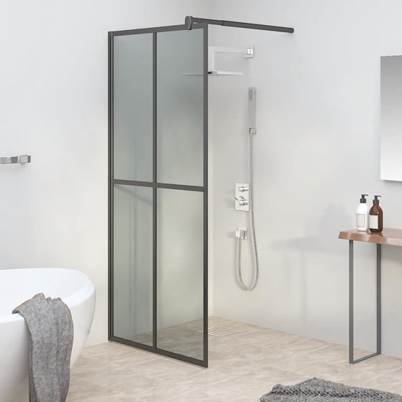 Modern Walk-in Shower Screen 31.5x76.8 Inches Dark Tempered Glass with Aluminum Frame, Adjustable Profile and Flexible Supporting Bar for Easy Fit, Easy Clean