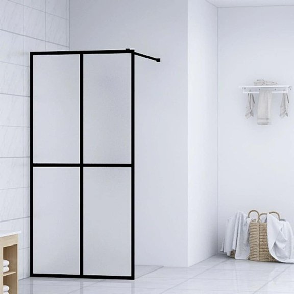 Modern Walk-in Shower Screen 31.5x76.8 Inches Dark Tempered Glass with Aluminum Frame, Adjustable Profile and Flexible Supporting Bar for Easy Fit, Easy Clean