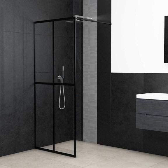 Modern Walk-in Shower Screen 31.5x76.8 Inches Dark Tempered Glass with Aluminum Frame, Adjustable Profile and Flexible Supporting Bar for Easy Fit, Easy Clean