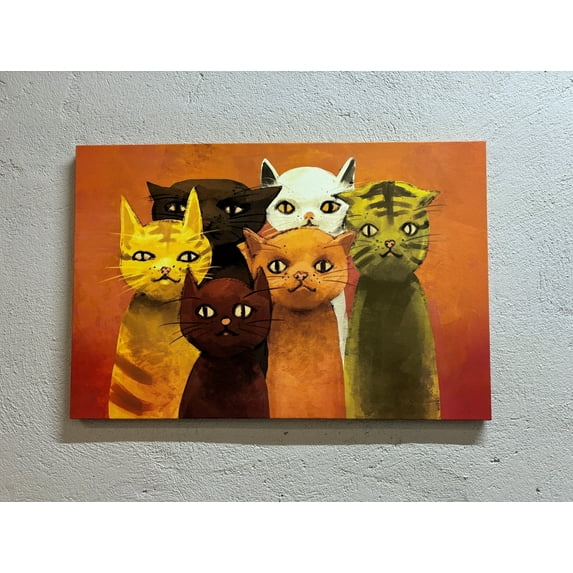 Modern Wall Art, Cats Poster, Cat Lover Gift Wall Decor, Abstract Artwork, Animal Poster, Cat Canvas Art, Animalistic Wall Decor, Canvas Wall Decor - 3P-Rolled Canvas