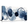 thumbnail image 1 of 40x20 Inches Blue Watercolor Circle Abstract Canvas Wall Art, Modern Indigo Circular Print Wall Decor, Minimalist Picture for Living Room Bedroom Office Home Decoration, 1 of 9
