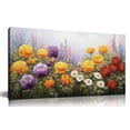 thumbnail image 1 of Colorful Wildflower Floral Wall Art, Purple Yellow Red Poppy Daisy Flower Field Landscape Canvas Picture, 40x20 Inch Botanical Nature Artwork for Living Room Bedroom Home Decor, 1 of 9