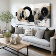 thumbnail image 1 of Black White Gold Foil Circle Canvas Wall Art, Abstract Circular Brushstroke Print Wall Decor, 48x24 Inches Minimalist Picture for Living Room Bedroom Office Home Decoration, 1 of 8