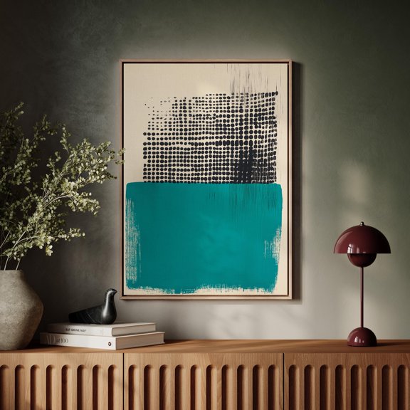 Modern Wall Art Teal And Black Minimalist Brush Stroke Poster , Poster Print Only