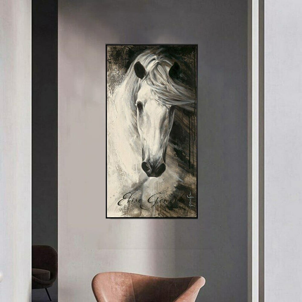 Modern Wall Art White Horse Canvas Painting Nordic Poster Prints Decor ...