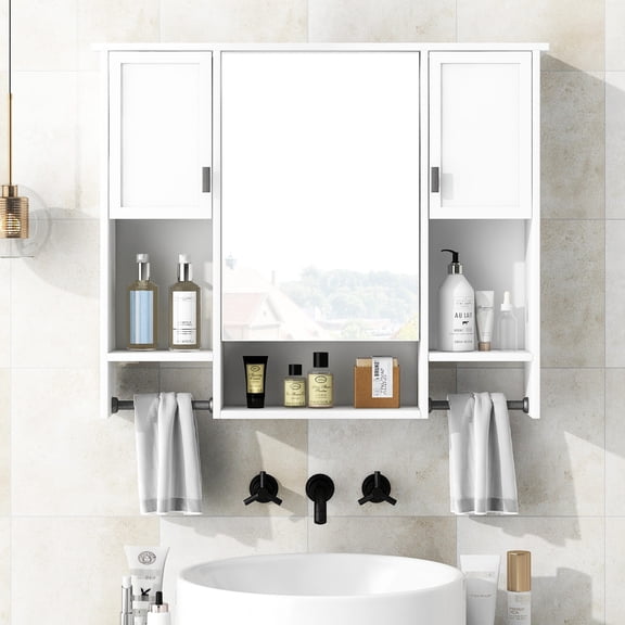 Modern Wall Cabinet, Ample Space, Concealed Storage - Keep Bathroom Items Hidden and Tidy