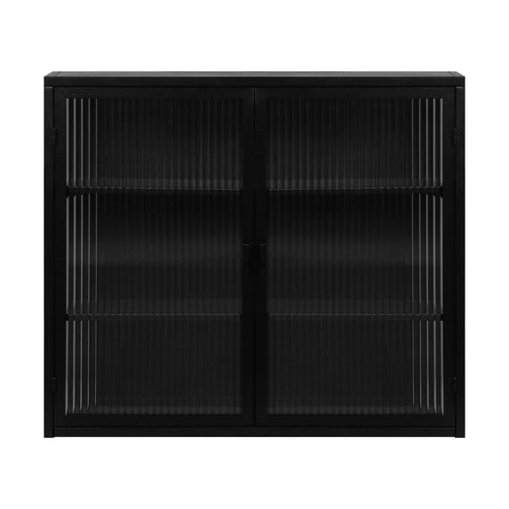 Modern Wall Cabinet, Metal Storage Cabinet with Glass Door and Detachable Shelves, Storage Cabinet for Entryway, Living Room,Bathroom, Dining Room