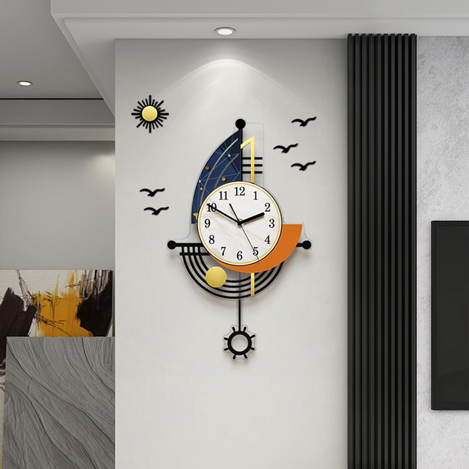 Realistic Blue Orca Wall Clock – 10 Inch Silent Non-Ticking Battery Operated | Modern Decor For Living Room, Bedroom, Office