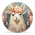 thumbnail image 1 of Modern Wall Clock Battery Operated Analog Clock with Quality Quartz Non-Ticking,Decorative for Kitchen-Alpaca Llama Flower Floral style(14inch), 1 of 4