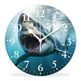 thumbnail image 1 of Modern Wall Clock Battery Operated Analog Clock with Quality Quartz Non-Ticking,Decorative for Kitchen-Scary Great White Shark (14inch), 1 of 4