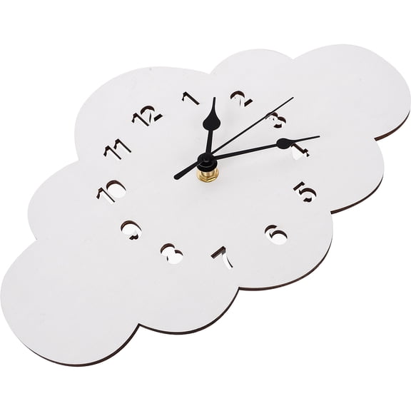 FUEENIRVA Modern Clock Wooden Cloud Shape Silent Timekeeping for Living Room 1Pack