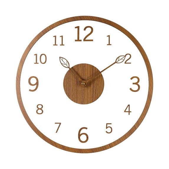 Modern Wall Clock Decorative Clocks for Walls Simple Wooden Analog Minimalist Silent Clear Acrylic Wall Clock for Office Bathroom Home Decor Teak color