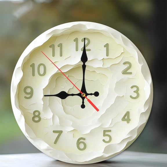 Modern Wall Clock Home Decor Cream White 10-Inch Silent Wooden Wall Clock, Battery Operated (AA Batteries Not Included), Artistic Home Decor