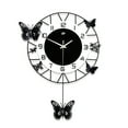 thumbnail image 1 of Modern Wall Clock, Large Iron Craft Butterfly Decorative Clock Battery Operated Analog Quartz Silent Wall Clock with Metal Pointer for Living Room Decor Black, 1 of 8