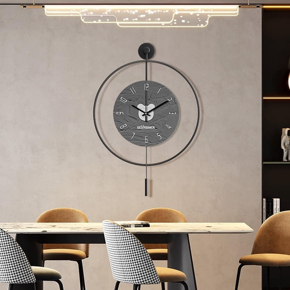 Modern Wall Clock, Metal Decorative Large Wall Clocks Battery Operated, Pendulum Wall Clock for Living Room Decor, Bedroom, Kitchen, Office, Silent Non Ticking Quartz Clock