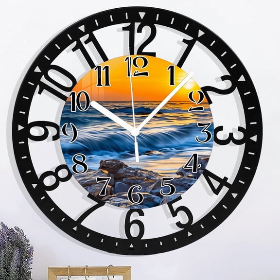 Modern Wall Clocks Battery Operated 12 Inch Silent Wall Clock Non Ticking for Living Room Round Wrought Iron Round Wall Clock, 25cm - Arabic Numerals Style 1010inch(2525c