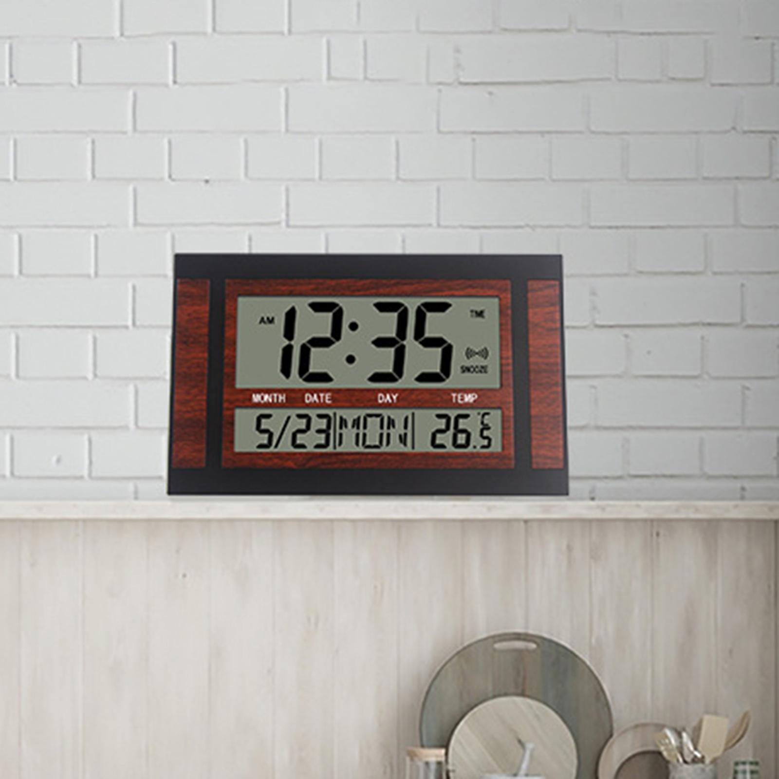 Modern Wall Clocks Date with Snooze 12/24H Temperature Calendar Digital ...