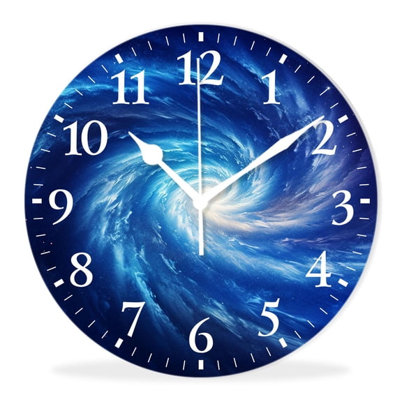 Modern Wall Clocks Decorative Non-Ticking Silent Quartz Movement Battery Operated Analog Clocks Decorative for Home-Galaxy Nebula Universe Starry Space(14inch)