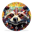 thumbnail image 1 of Modern Wall Clocks Decorative Non-Ticking Silent Quartz Movement Battery Operated Analog Clocks Decorative for Home-Peace Raccoon Drawing(10inch), 1 of 4