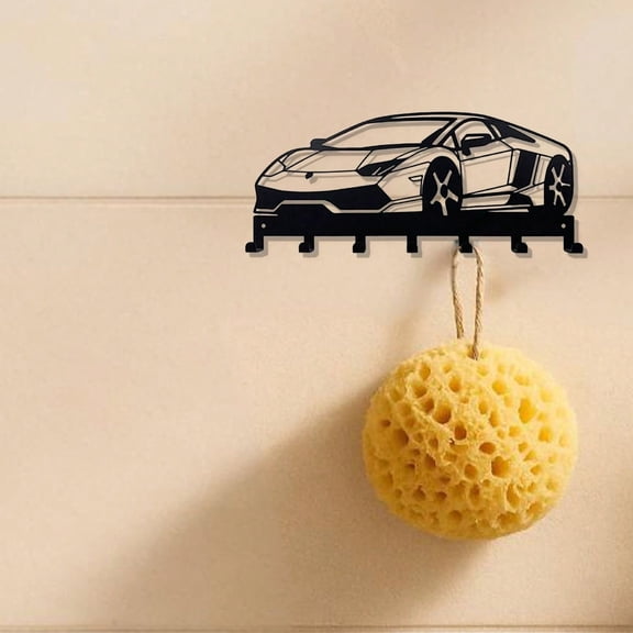 Modern Wall Key Holder – Sleek Black Key Hooks & Mail Organizer | Space-Saving Entryway Storage for Keys, Wallet, Sunglasses|Sturdy Key Rack with 7 Hooks – Small Entryway Essentials