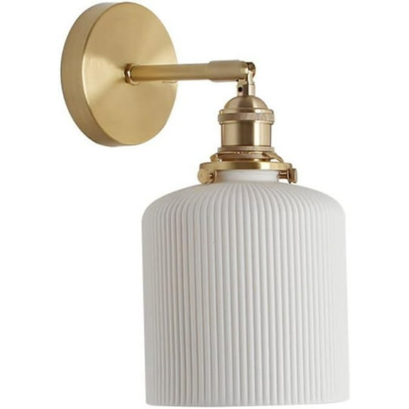 Modern Wall Lamp Adjustable Wall Sconce with White Ceramic Shade, 180 Rotation Wall Mount Light Bedroom Bedside Lighting Fixture, Nordic E27 Wall Lamps for Living Room