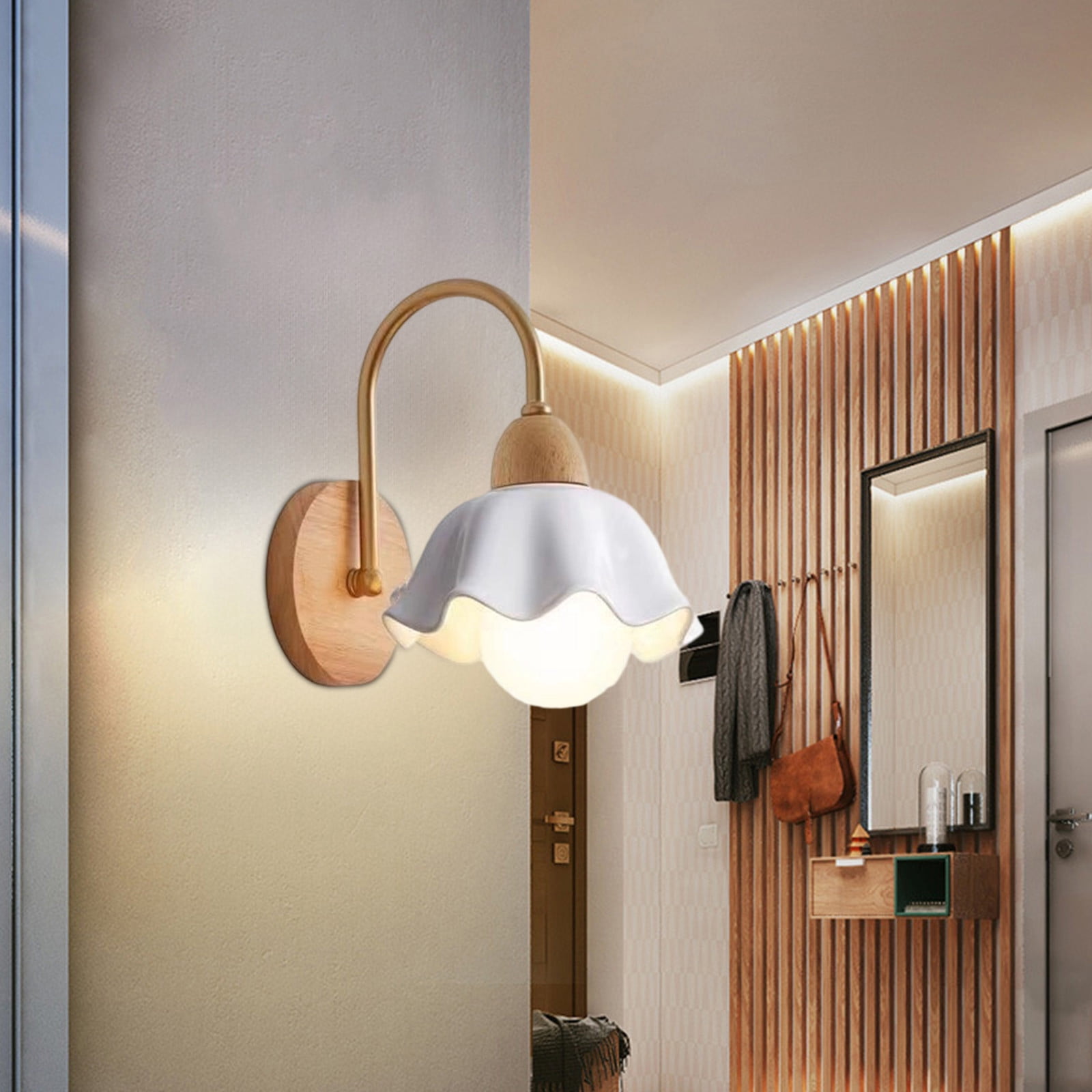 Modern Wall Lamp | LED Sconce Light Fixture for Bathroom Vanity Mirror | Ceramic Wall Mounted Lighting for Bedroom Living Room Corridor | Up Down Mood Lighting with Warm White Glow | Single Piece