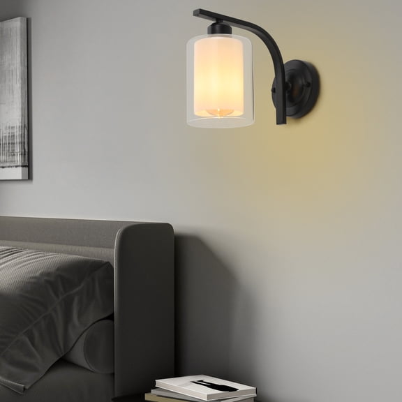 Modern Wall Light Cylinder Glass Sconce Lighting Lamp Fixture Bedroom Home Decor