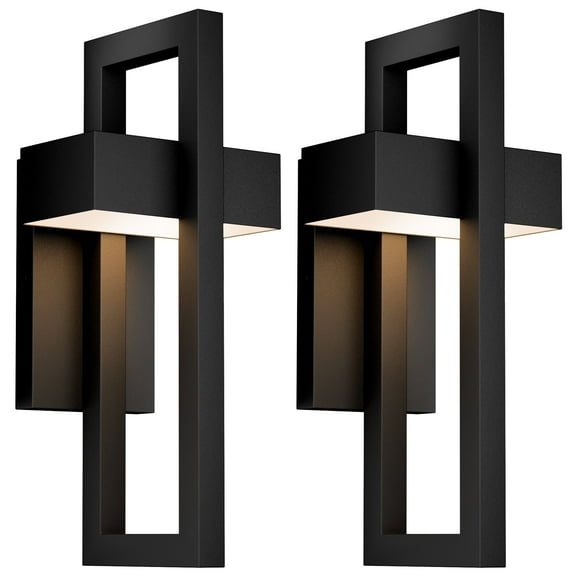 Modern Wall Lights Exterior Lighting Fixtures 3000K LED Outdoor Wall Sconce Outside Wall Mount Lights for Porch Front Door House Garage Indoor Black 2PCS
