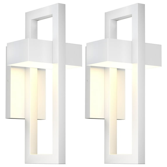 Modern Wall Lights Exterior Lighting Fixtures 3000K LED Outdoor Wall Sconce Outside Wall Mount Lights for Porch Front Door House Garage Indoor White 2PCS
