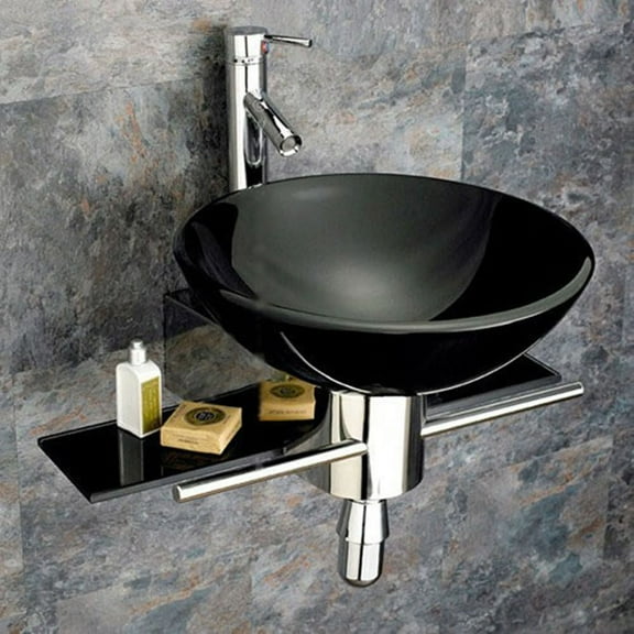Lorixon Modern Wall Mount Bathroom Vanity Black Single Basin Sink Combo