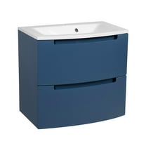 Modern Wall-Mount Bathroom Vanity with Washbasin | Delux Blue Matte Collection | Non-Toxic Fire-Resistant MDF-24"-Omega Collection R-line 24"