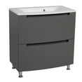 thumbnail image 1 of Modern Wall-Mount Bathroom Vanity with Washbasin | Delux Gray Matte Collection | Non-Toxic Fire-Resistant MDF-32+12L-Diamond Collection 24", 1 of 2