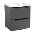 thumbnail image 1 of Modern Wall-Mount Bathroom Vanity with Washbasin | Delux Gray Matte Collection | Non-Toxic Fire-Resistant MDF-32+12L-Diamond Collection 24", 1 of 1