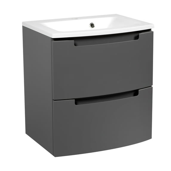 Modern Wall-Mount Bathroom Vanity with Washbasin | Delux Gray Matte Collection | Non-Toxic Fire-Resistant MDF-40"-Simple Collection 24"
