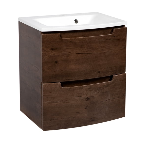 Modern Wall-Mount Bathroom Vanity with Washbasin | Delux Rosewood Collection | Non-Toxic Fire-Resistant MDF-24"-Omega Collection R-line 40"
