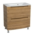 thumbnail image 1 of Modern Wall-Mount Bathroom Vanity with Washbasin | Delux Teak Natural Collection | Non-Toxic Fire-Resistant MDF-32+12L-Simple Collection 32", 1 of 5