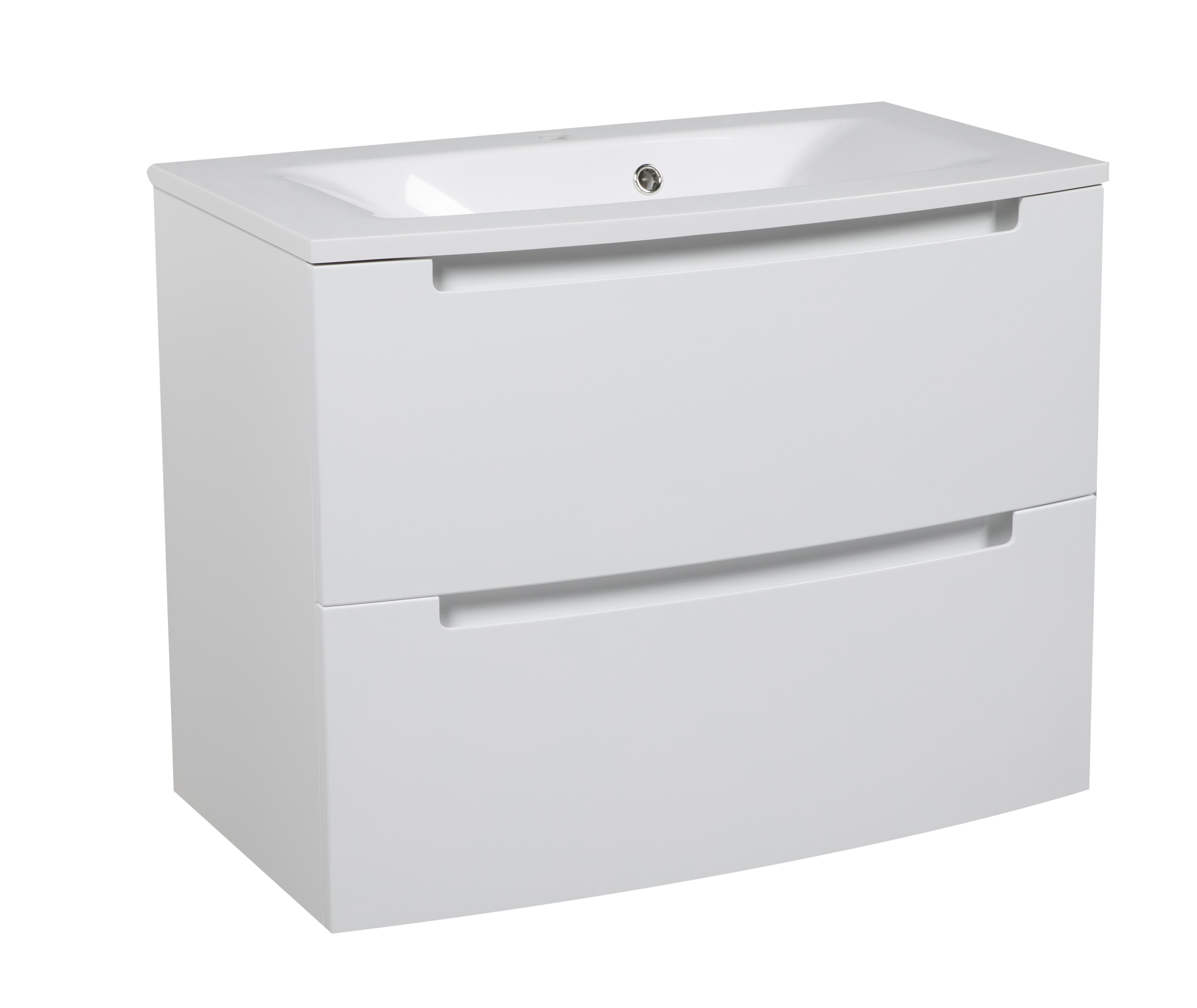 White High Gloss Wall-Mount Bathroom Vanity with Ceramic Sink