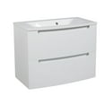 thumbnail image 1 of Modern Wall-Mount Bathroom Vanity with Washbasin | Delux White HighGloss Collection | Non-Toxic Fire-Resistant MDF-28+12L-Omega Collection R-line 40", 1 of 1