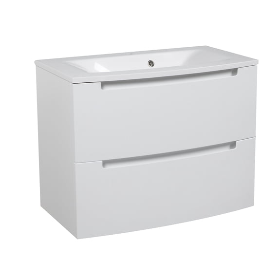 Modern Wall-Mount Bathroom Vanity with Washbasin | Delux White HighGloss Collection | Non-Toxic Fire-Resistant MDF-40"-Diamond Collection 32"
