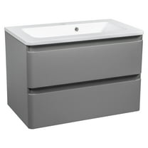 Modern Wall-Mounted Bathroom Vanity with Washbasin | Comfort Gray Matte Collection | Non-Toxic Fire-Resistant MDF-64" (32 32)-Omega Collection R-line 40"