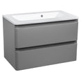 thumbnail image 1 of Modern Wall-Mounted Bathroom Vanity with Washbasin | Comfort Gray Matte Collection with Side Vanity Cabinet | Non-Toxic Fire-Resistant MDF-52" (12+28+12)-Omega Collection 24", 1 of 1