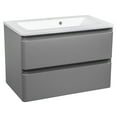 thumbnail image 1 of Modern Wall-Mounted Bathroom Vanity with Washbasin | Comfort Gray Matte Collection with Side Vanity Cabinet | Non-Toxic Fire-Resistant MDF-44" (32+12)-No Mirror, 1 of 1