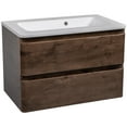 thumbnail image 1 of Modern Wall-Mounted Bathroom Vanity with Washbasin | Comfort Rosewood Collection with Side Vanity Cabinet | Non-Toxic Fire-Resistant MDF-48"(12+24+12)-Omega Collection 32", 1 of 2