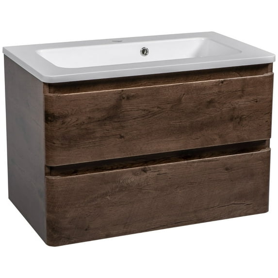 Modern Wall-Mounted Bathroom Vanity with Washbasin | Comfort Rosewood Collection with Side Vanity Cabinet | Non-Toxic Fire-Resistant MDF-56" (12+32+12)-Omega Collection 24"